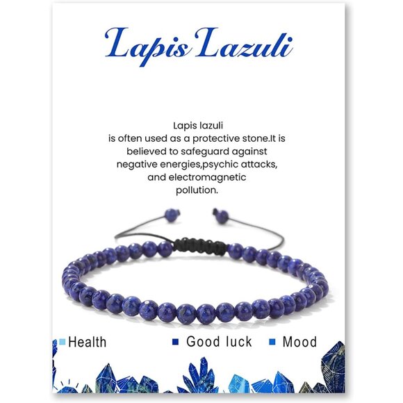 Unique Lapis Lazuli Crystal Anklet - Adjustable, Waterproof & Stylish Jewelry - Picture 1 of 6